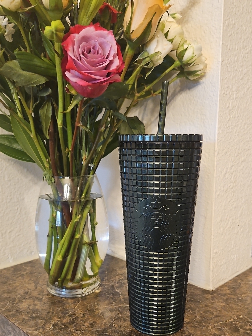 Starbucks Dark Green Studded Tumbler with Straw